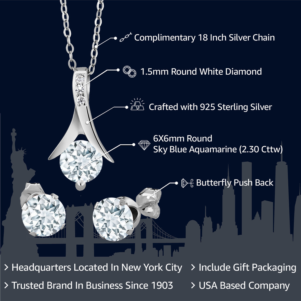 Pendant Earrings Set in 925 Sterling Silver