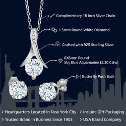 Pendant Earrings Set in 925 Sterling Silver