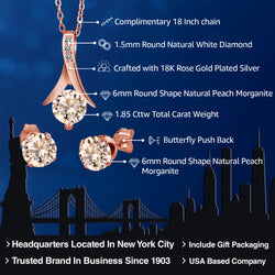 Pendant Earrings Set in 925 Rose Gold Plated Silver