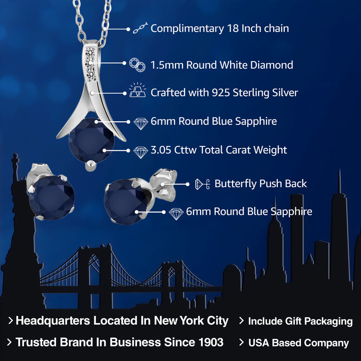 Pendant Earrings Set in 925 Sterling Silver