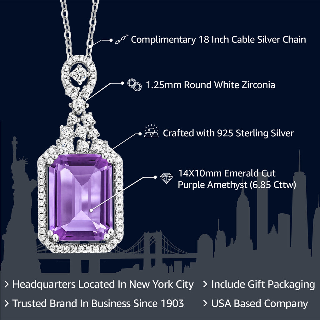 Amethyst and Zirconia_Pendant in 925 Sterling Silver