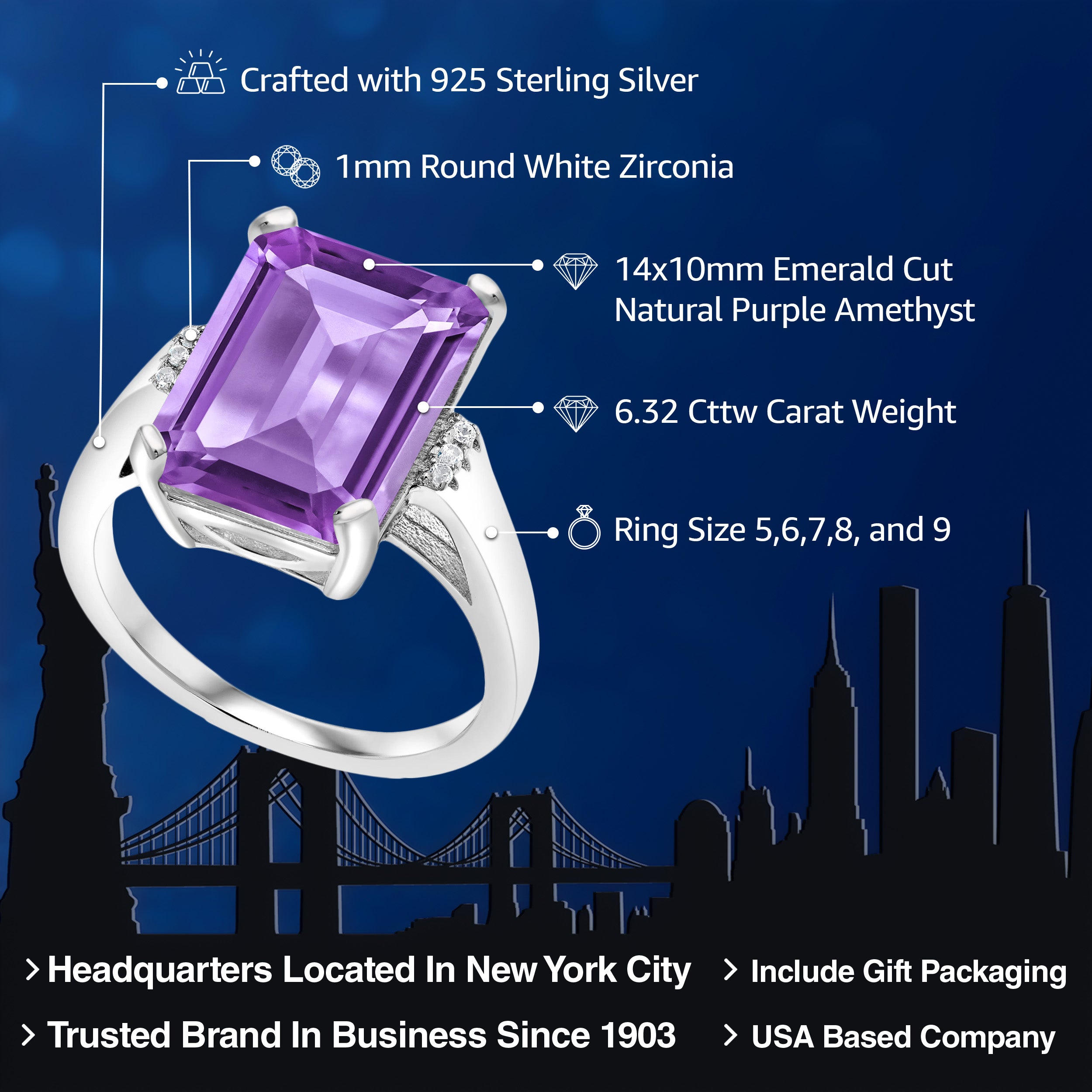 Amethyst and Zirconia_7_Ring in 925 Sterling Silver