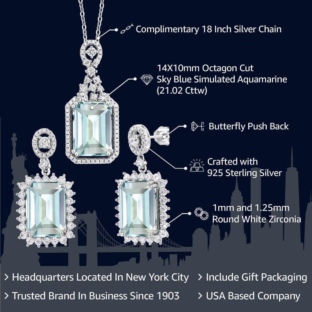 Pendant Earrings Set in 925 Sterling Silver