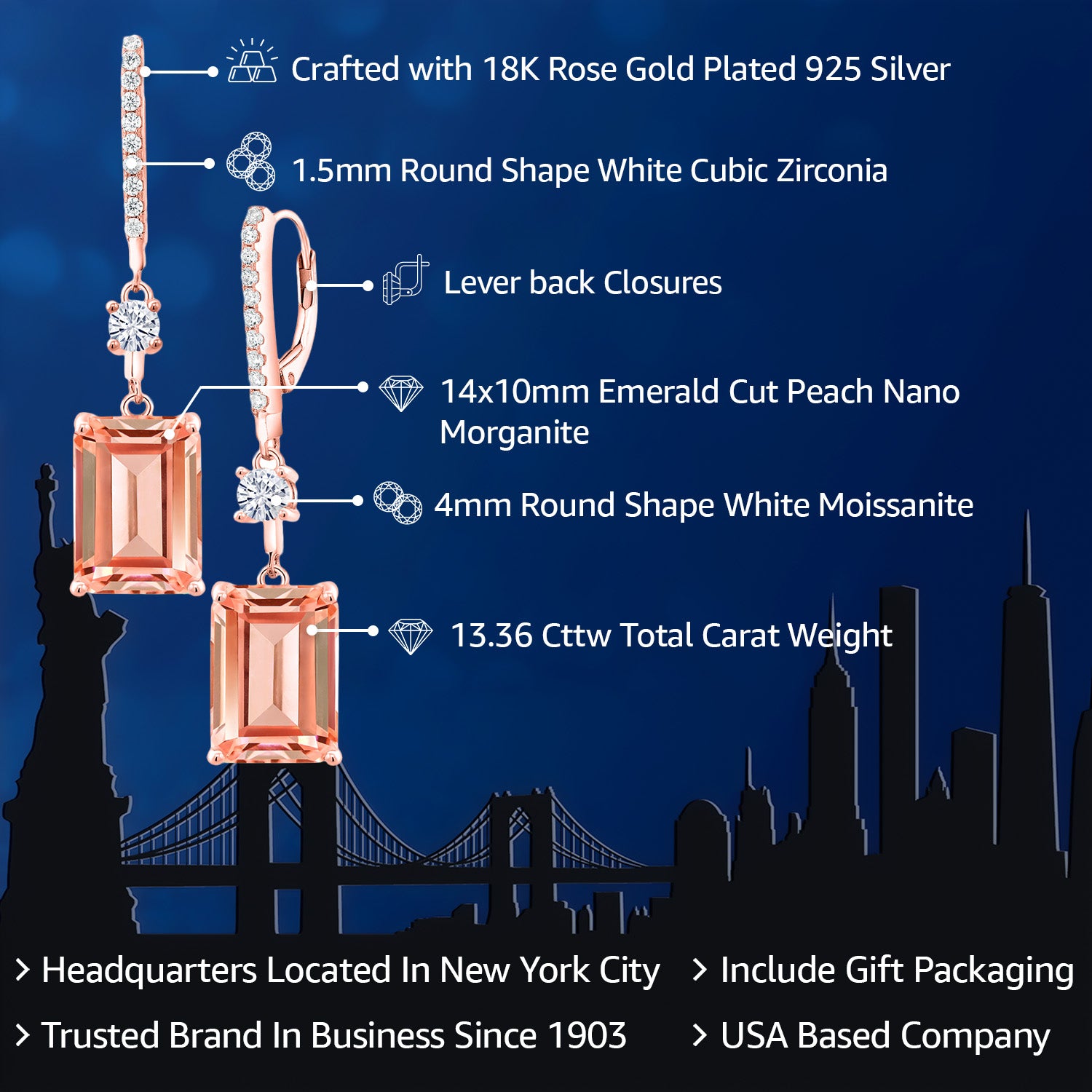 Earrings in 925 Rose Gold Plated Silver