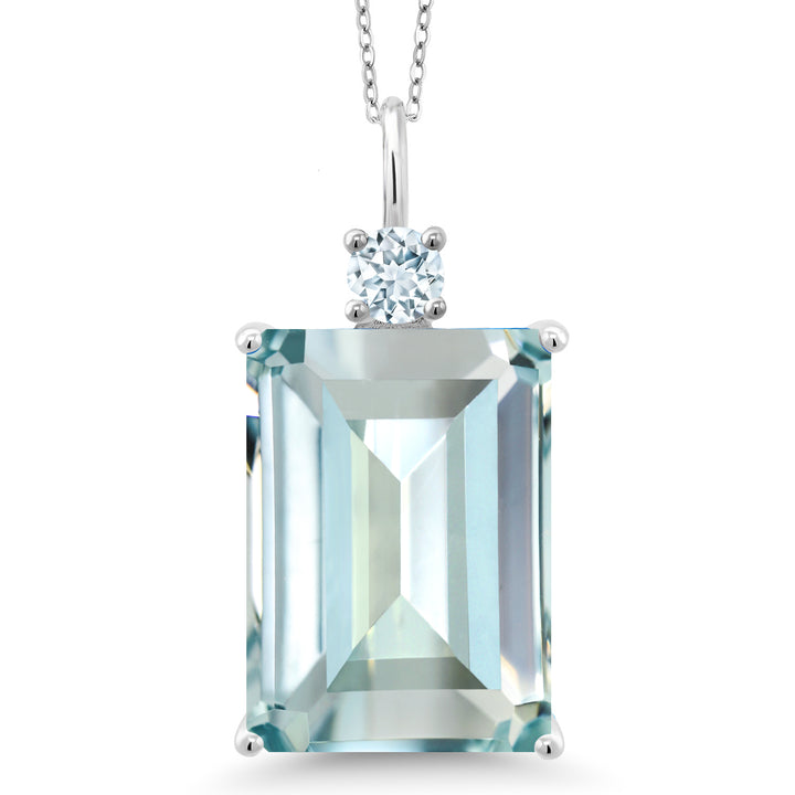 Created Aquamarine - March_Pendant in 925 Sterling Silver