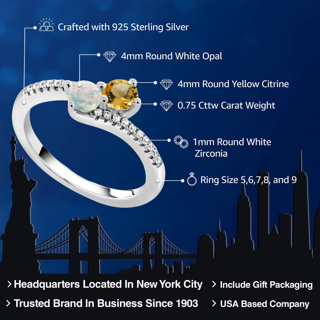 Citrine - Opal and Zirconia_7_Ring in 925 Sterling Silver