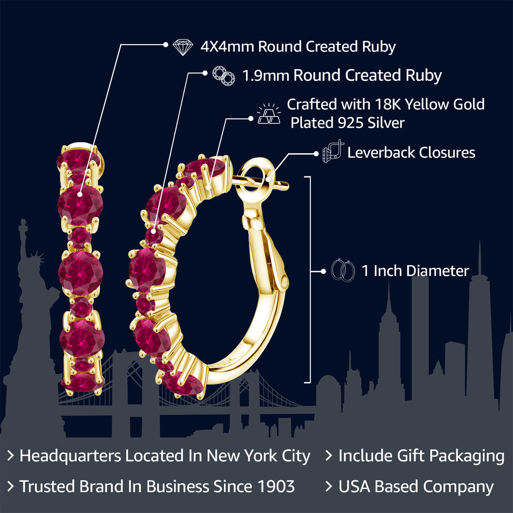 Red_Earrings in 925 Yellow Gold Plated Silver