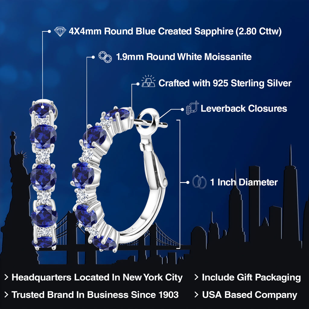 Blue and Near Colorless (GH)_Earrings in 925 Sterling Silver