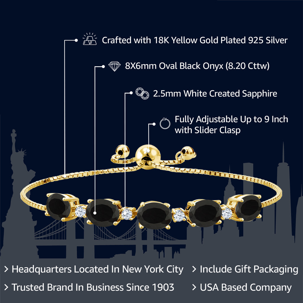 Onyx - December_Bracelet in 925 Yellow Gold Plated Silver