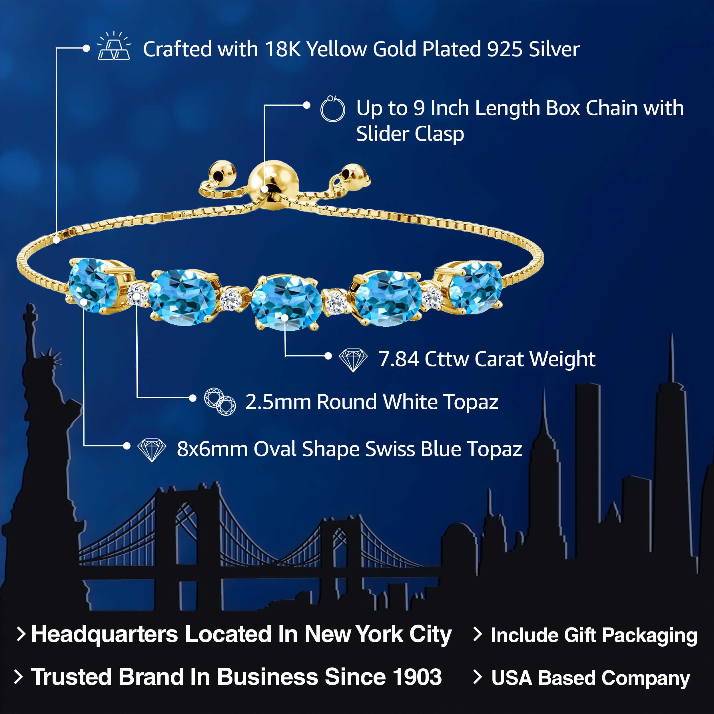 Bracelet in 925 Yellow Gold Plated Silver
