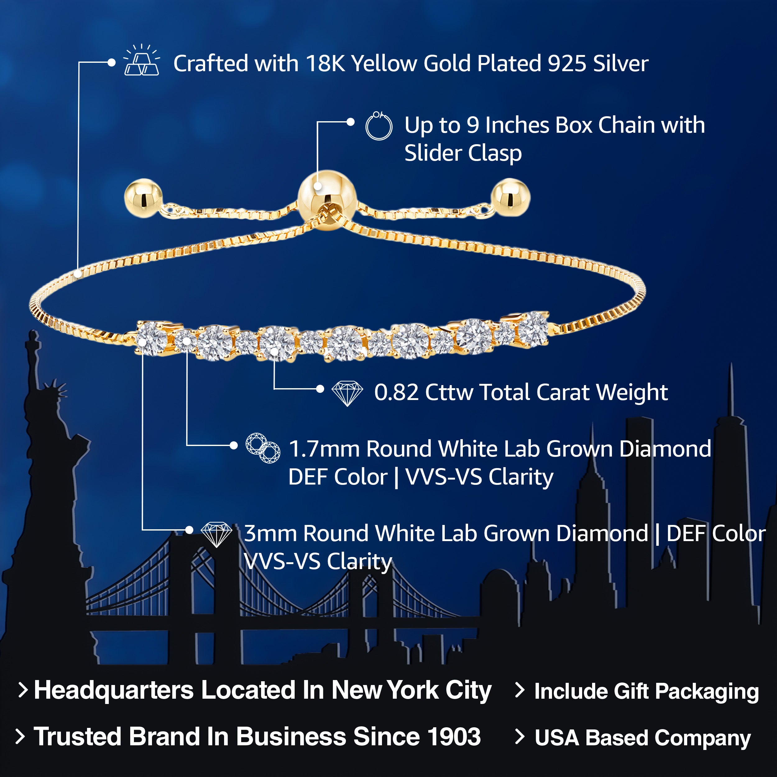 Bracelet in 925 Yellow Gold Plated Silver