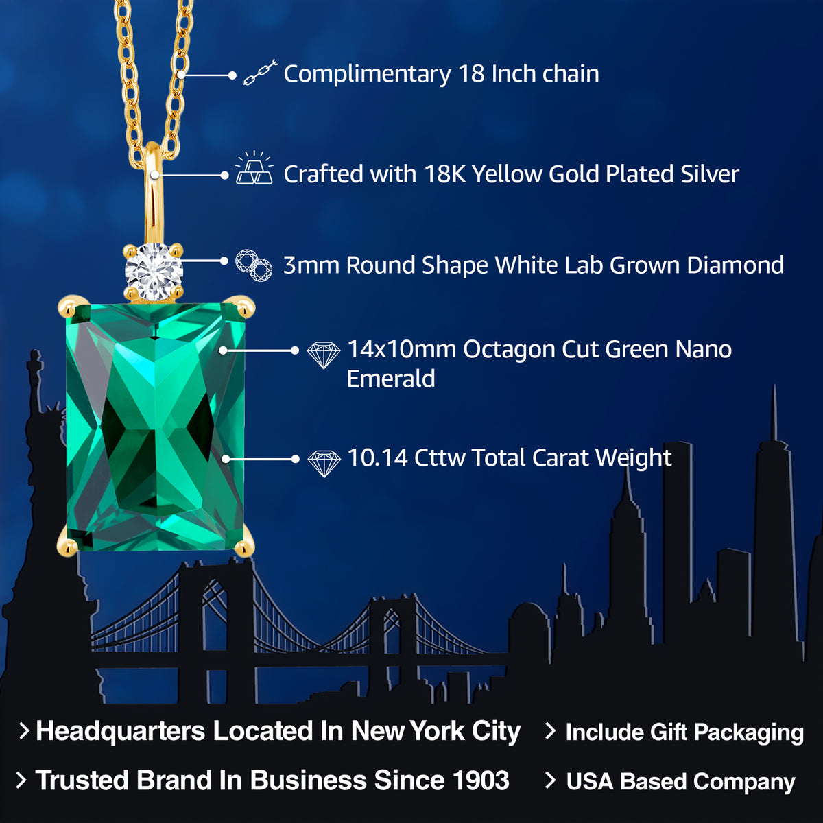 Pendant in 925 Yellow Gold Plated Silver