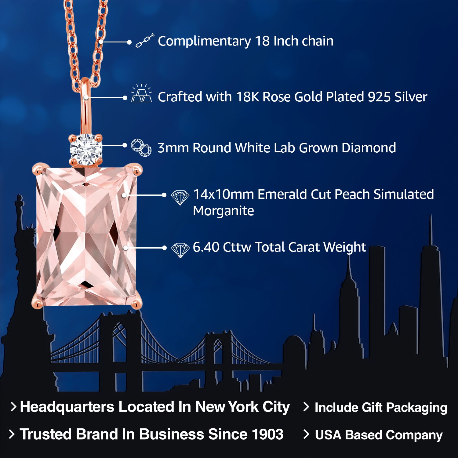Pendant in 925 Rose Gold Plated Silver
