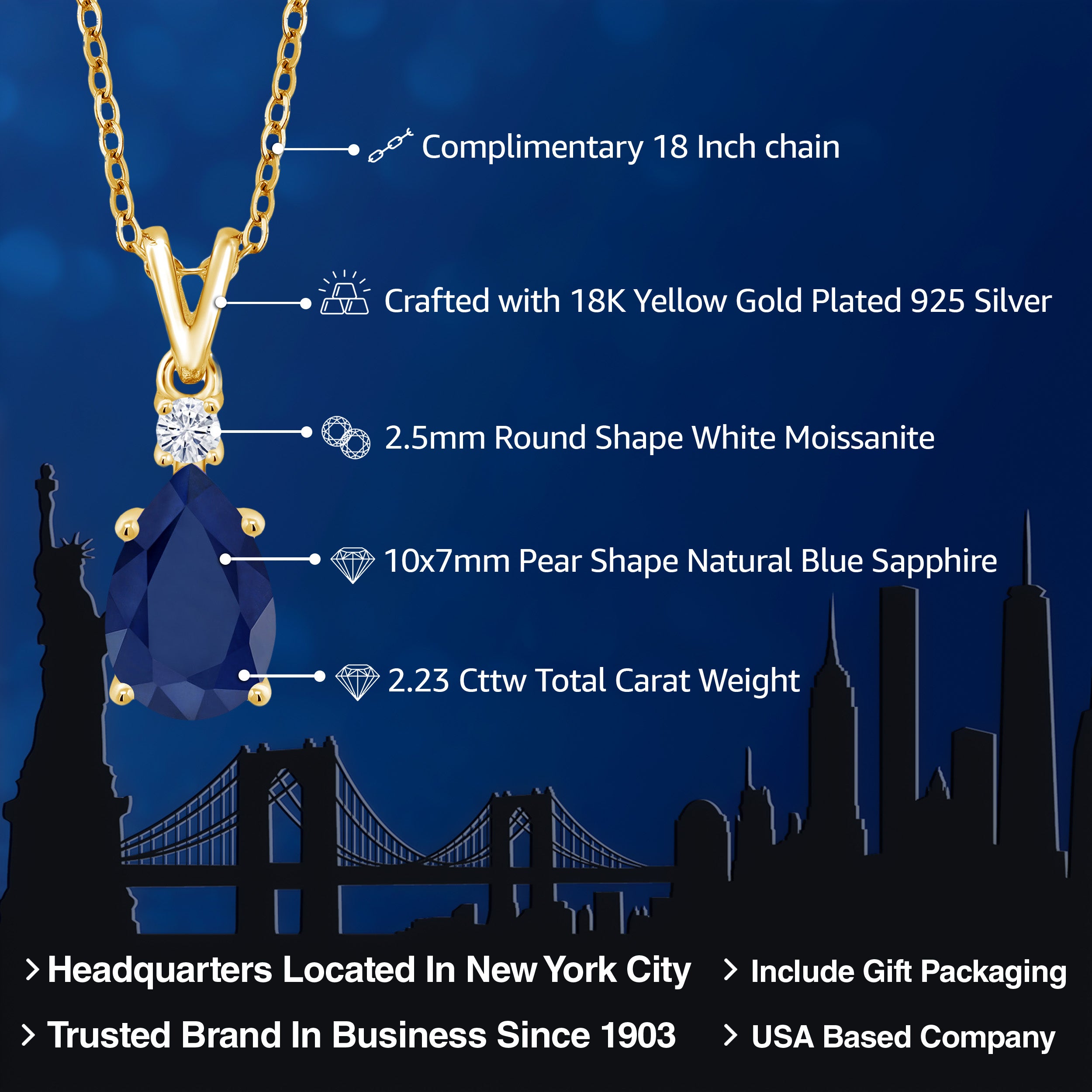 Pendant in 925 Yellow Gold Plated Silver