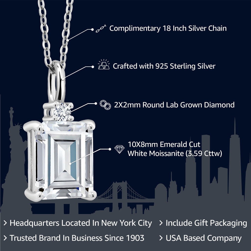 Moissanite and Lab Grown Diamond_925 Sterling Silver_Pendant in 925 Sterling Silver
