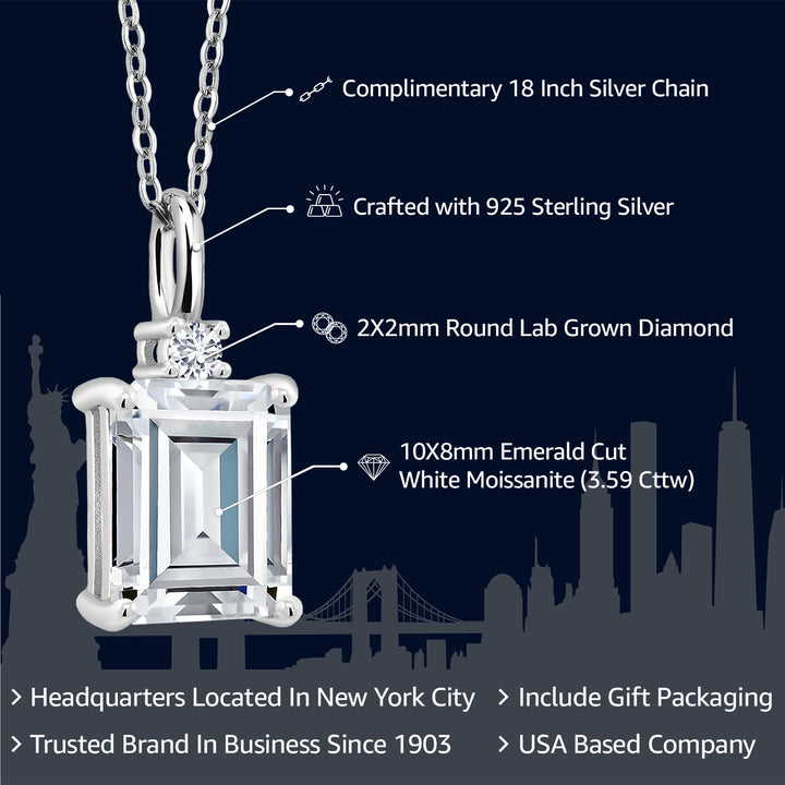Moissanite and Lab Grown Diamond_925 Sterling Silver_Pendant in 925 Sterling Silver