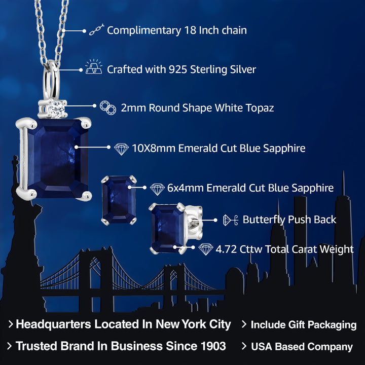 Pendant Earrings Set in 925 Sterling Silver