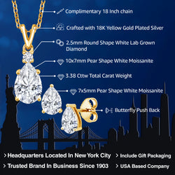 Pendant Earrings Set in 925 Yellow Gold Plated Silver
