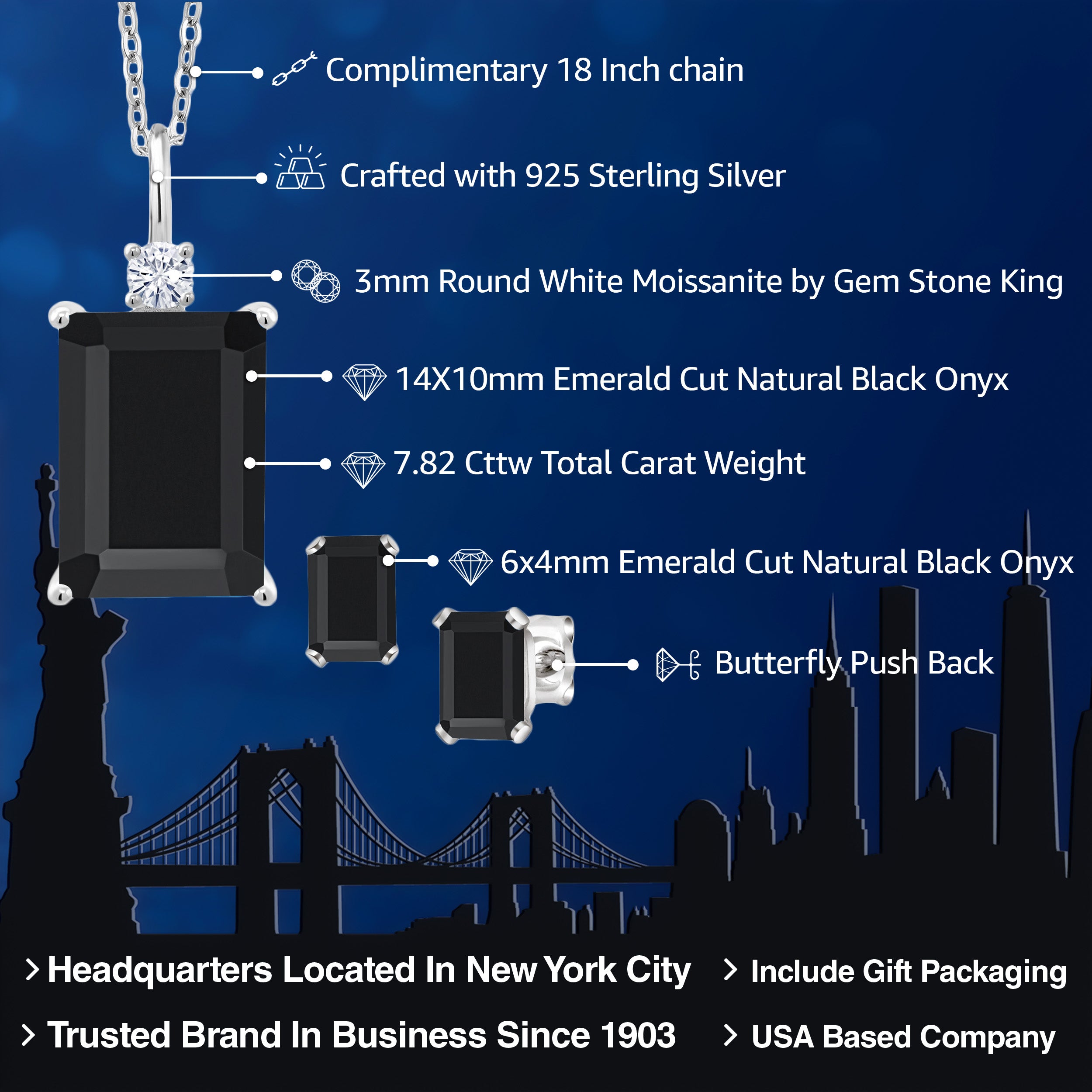 Pendant Earrings Set in 925 Sterling Silver