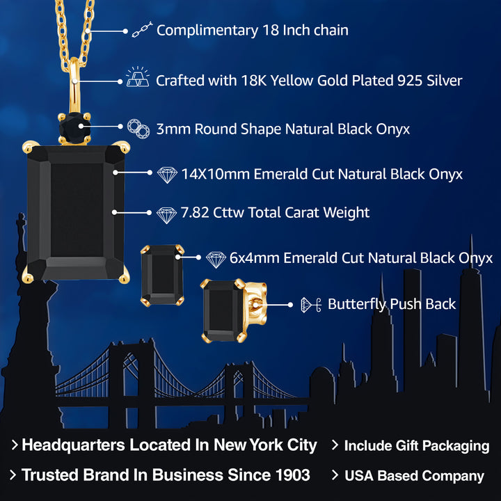 Pendant Earrings Set in 925 Yellow Gold Plated Silver