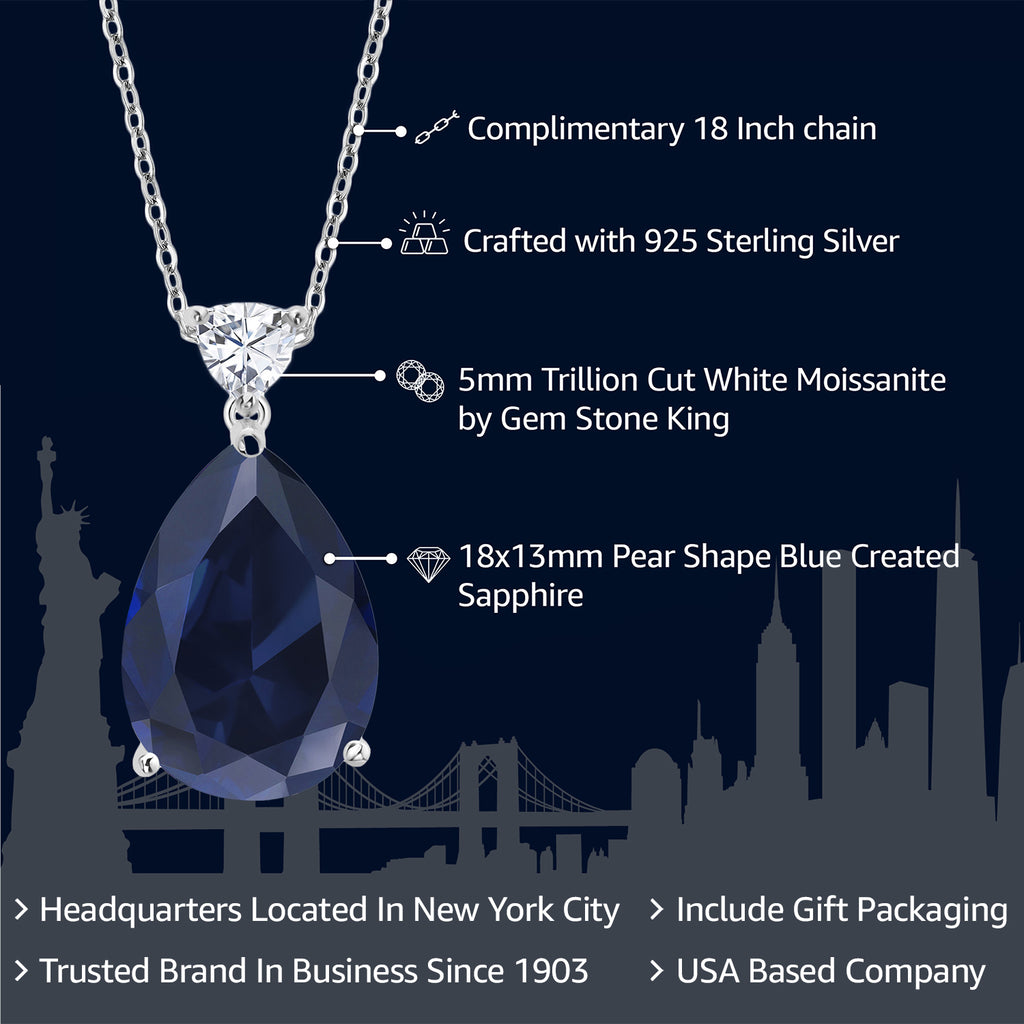 Created Sapphire_Pendant in 925 Sterling Silver