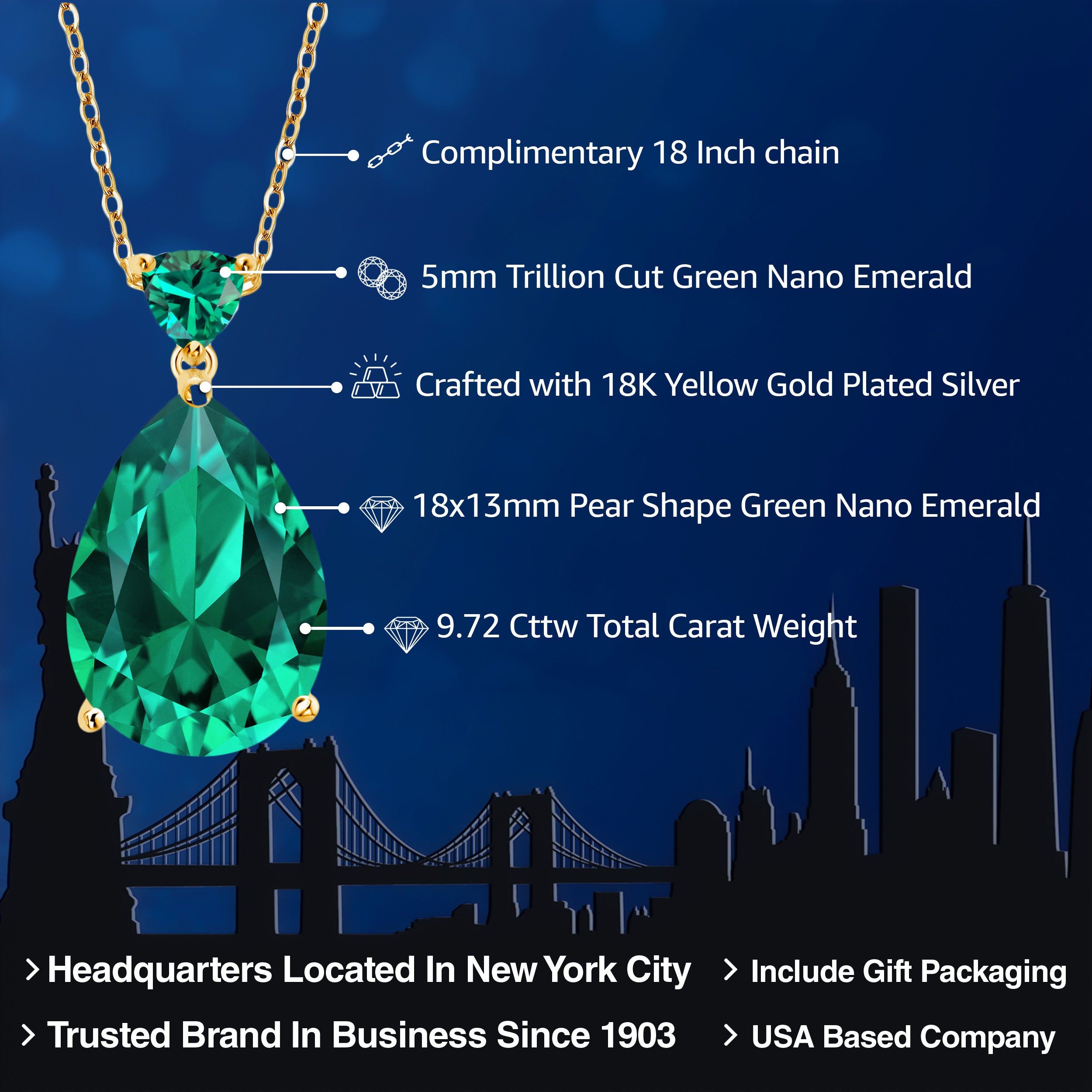 Pendant in 925 Yellow Gold Plated Silver