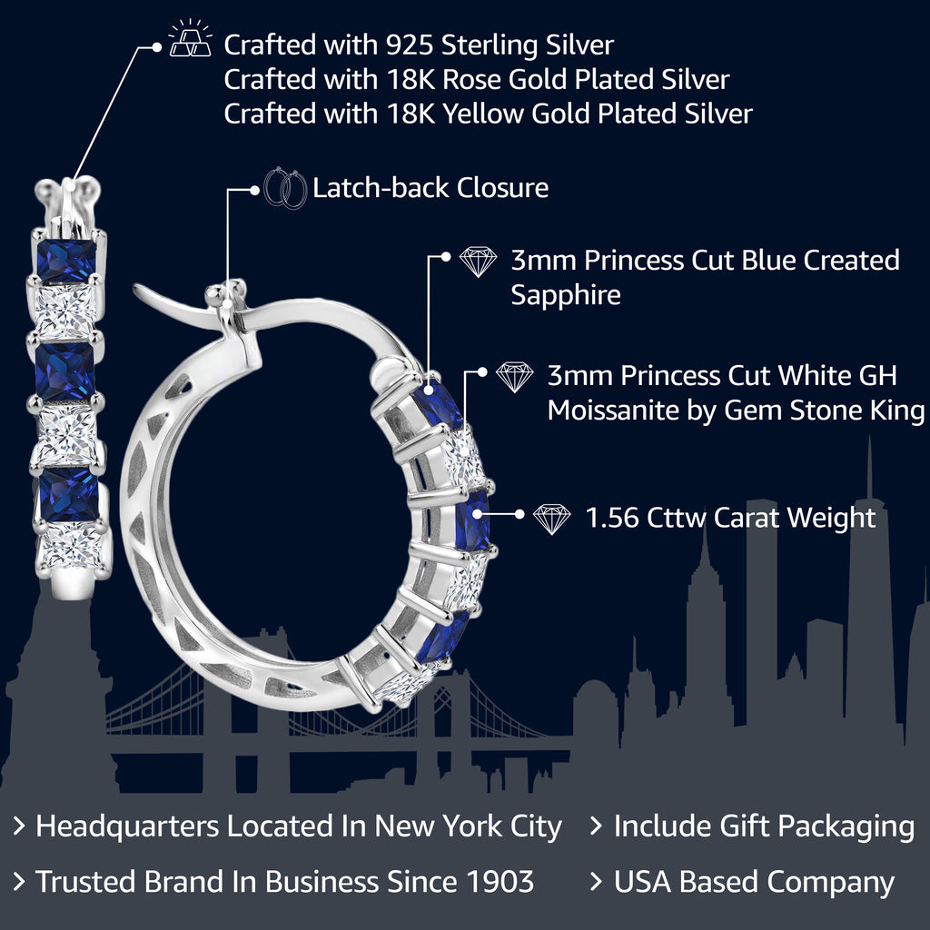 Created Sapphire - September_Earrings in 925 Sterling Silver