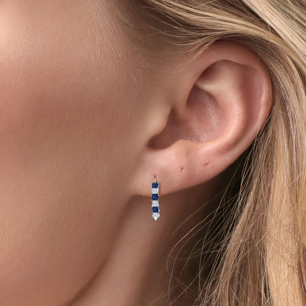 Created Sapphire - September_Earrings in 925 Sterling Silver
