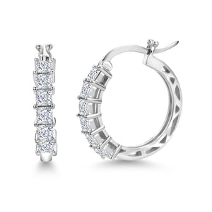 Moissanite - Silver_Earrings in 925 Sterling Silver