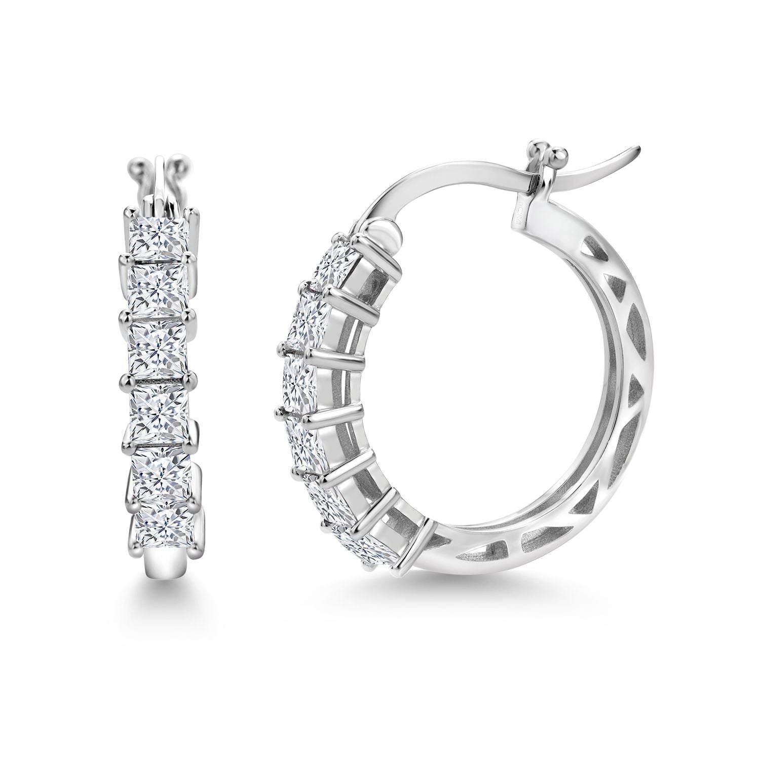 Moissanite - Silver_Earrings in 925 Sterling Silver