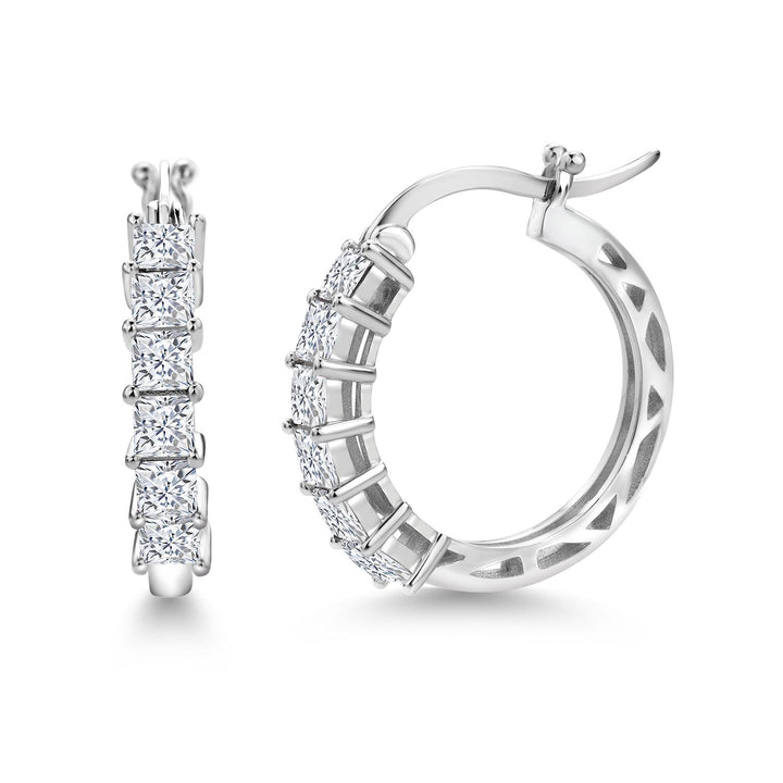 Moissanite - Silver_Earrings in 925 Sterling Silver