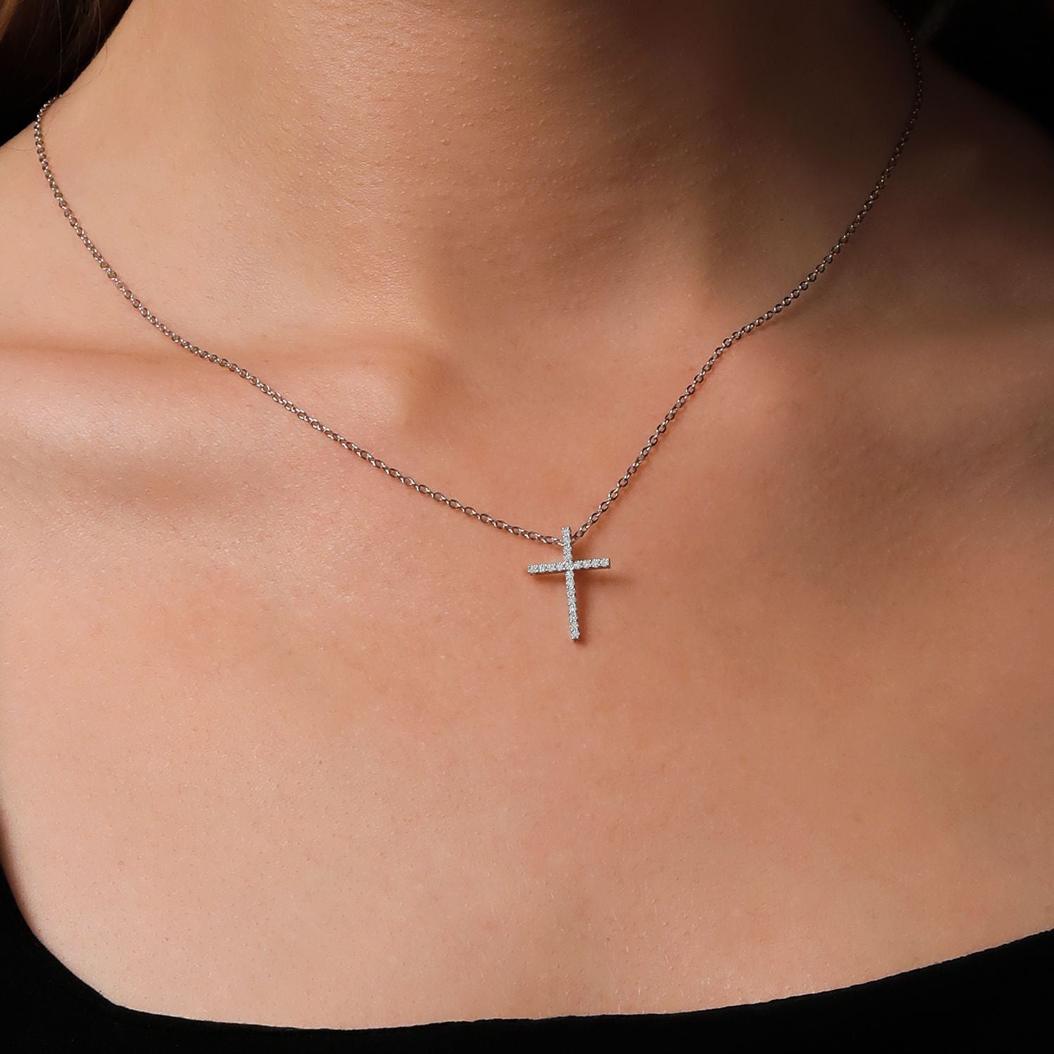 Moissanite Cross Necklace | 925 Sterling Silver | 0.80 Cttw | 1 Inch | Jesus Christian Reiligous Crucifix Jewelry Pendant Necklace for Women | with 18 Inch Silver Chain