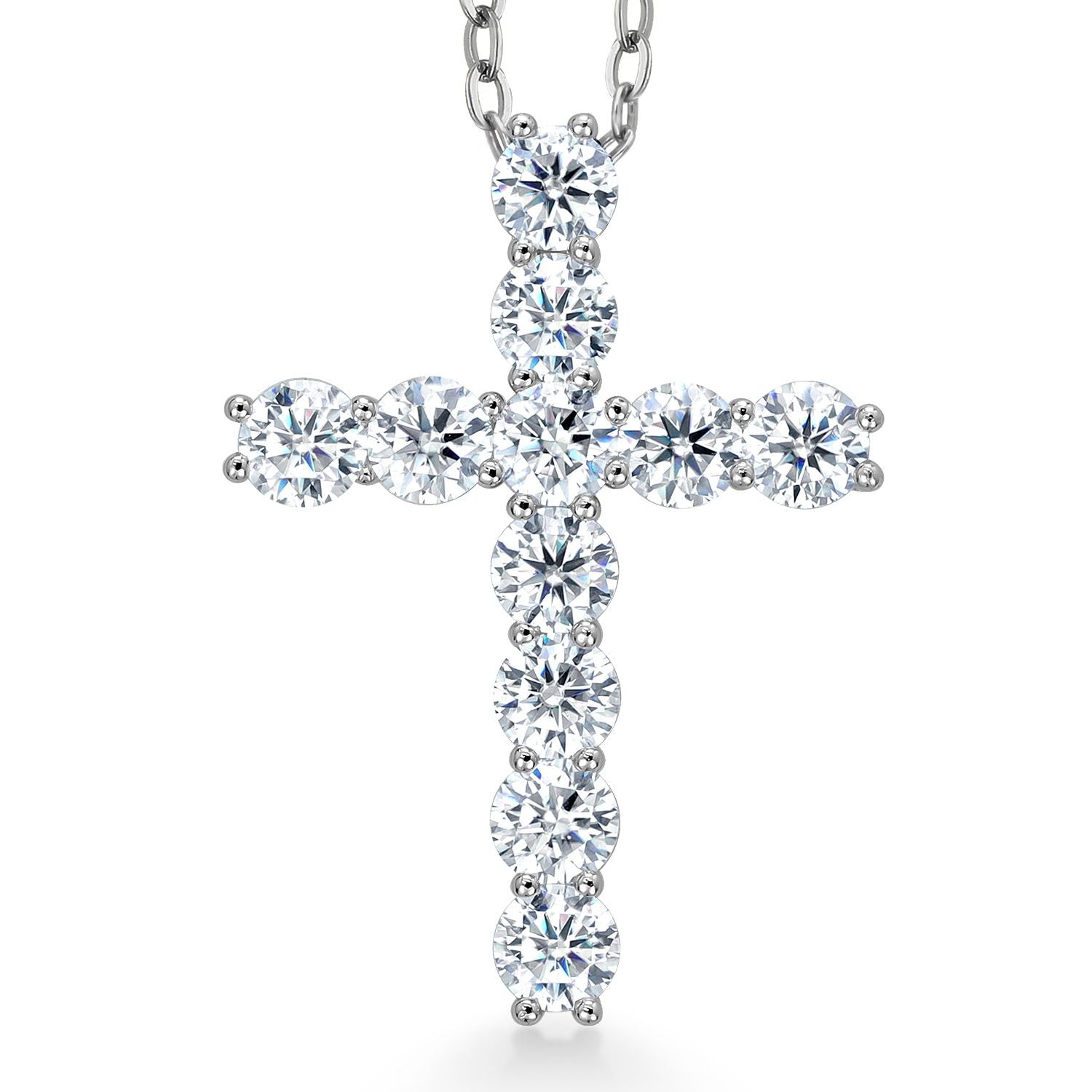 Moissanite Cross Necklace | 925 Sterling Silver | 1.76 Cttw | 1 Inch | Jesus Christian Reiligous Crucifix Jewelry Pendant Necklace for Women | with 18 Inch Silver Chain