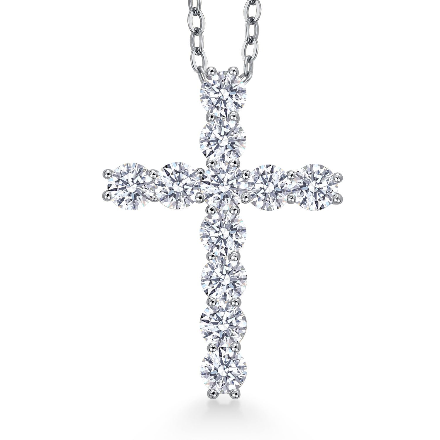 Moissanite Cross Necklace | 925 Sterling Silver | 1.76 Cttw | 1 Inch |