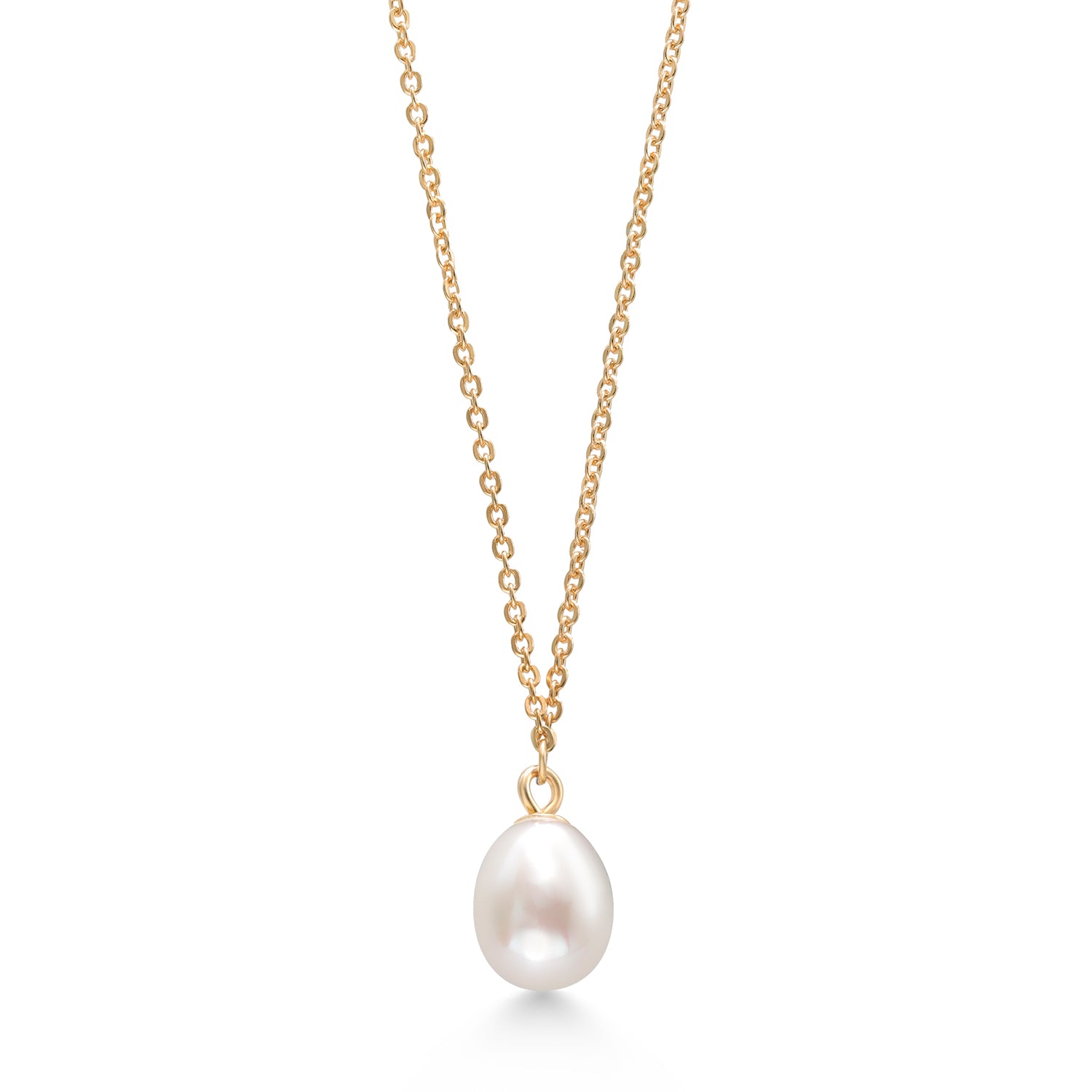 18K Yellow Gold Plated Silver Cultured Freshwater Pearl Pendant Necklace For Women with 18 Inch Chain - Elegant Jewelry Gift