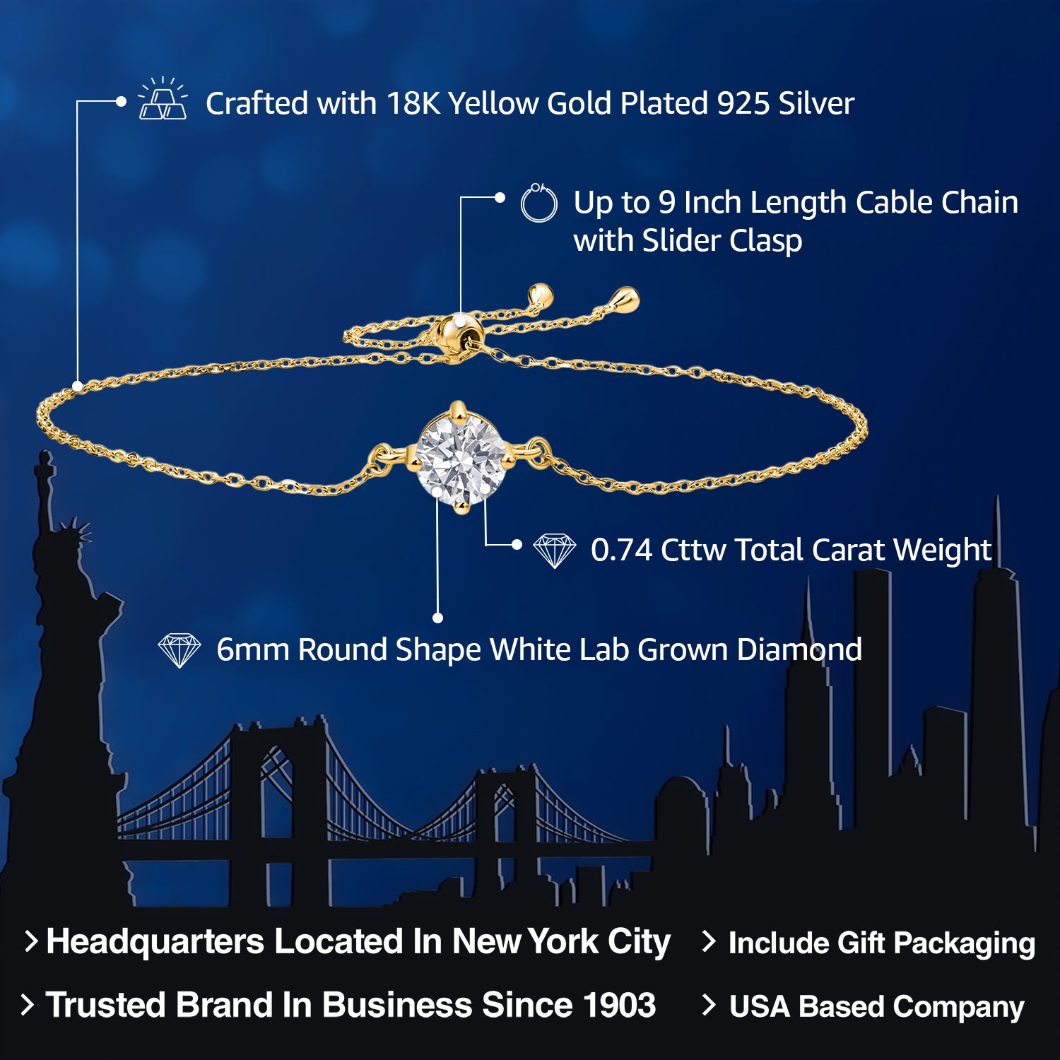 Bracelet in 925 Yellow Gold Plated Silver