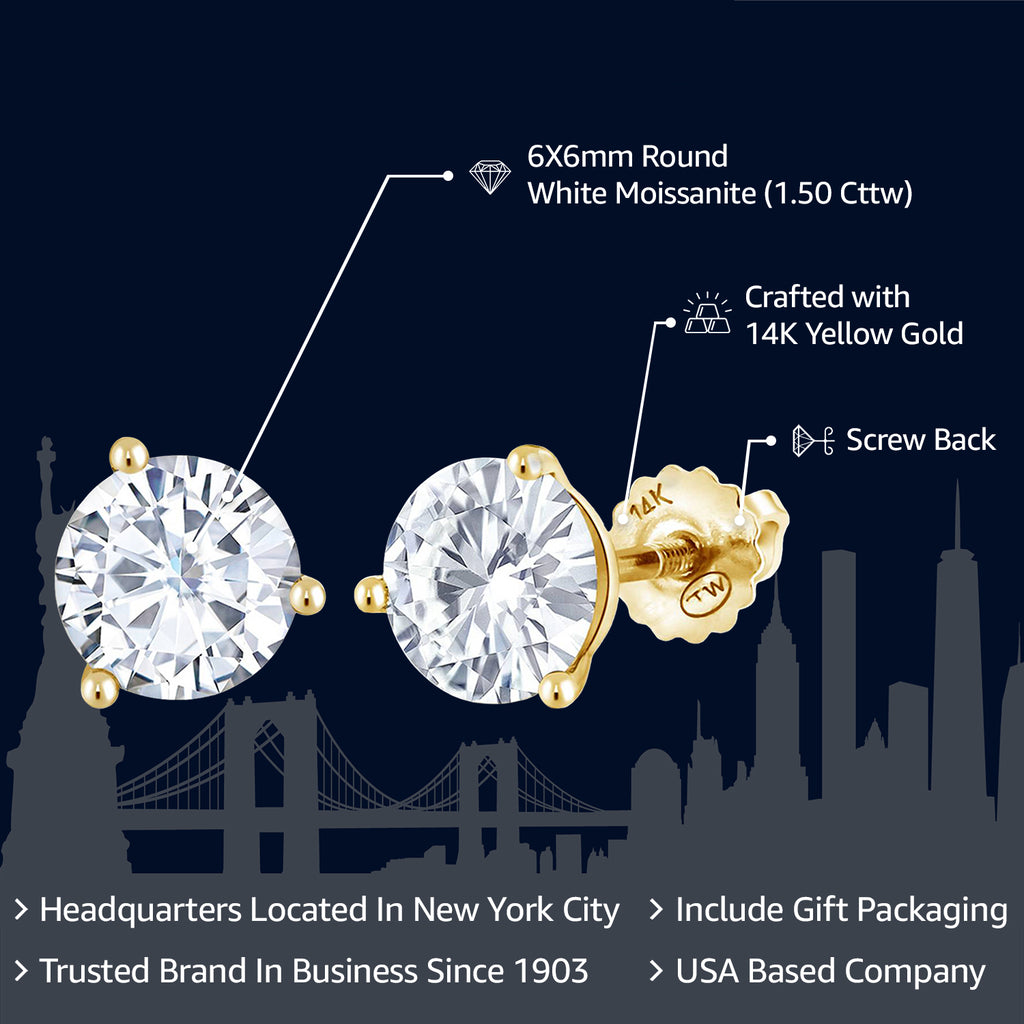 Moissanite_Earrings in 14K Yellow Gold