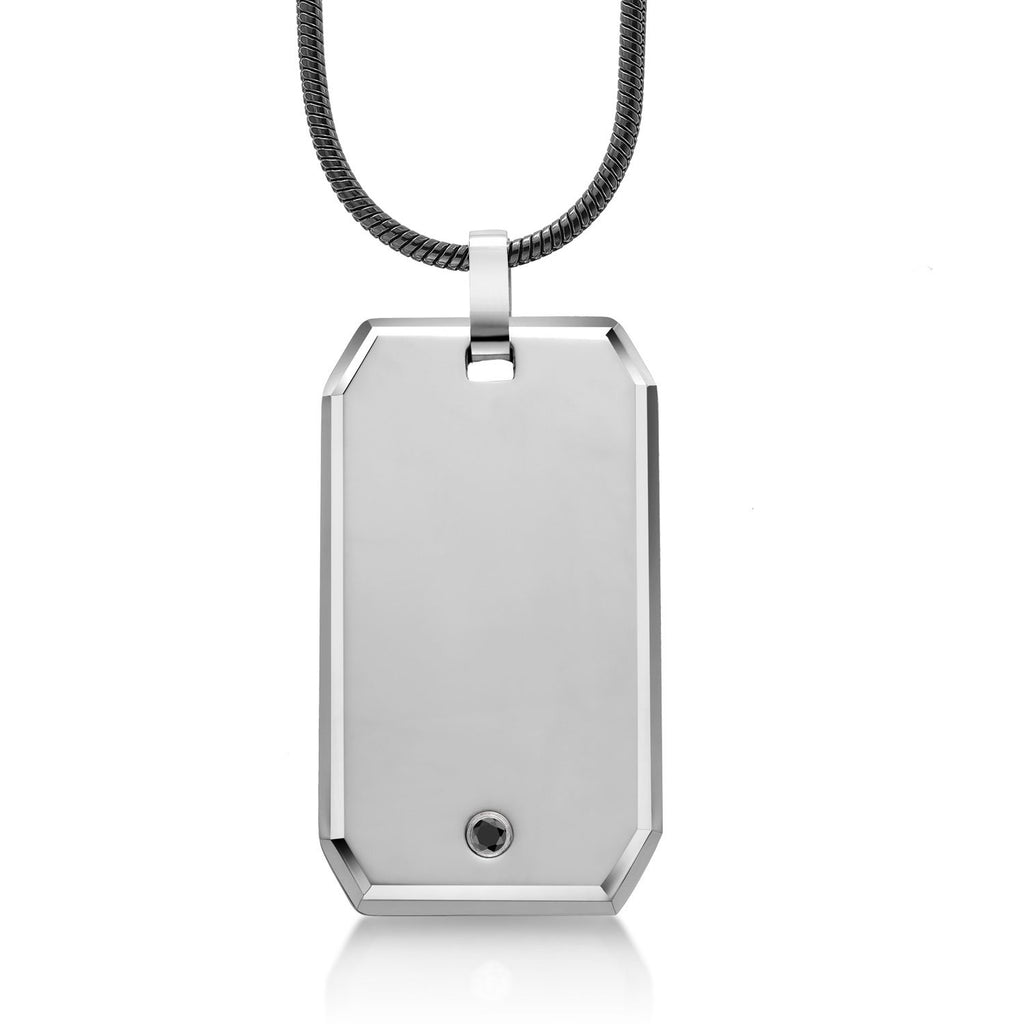 White Pendant - Black Snake Chain_Pendant in Tungsten