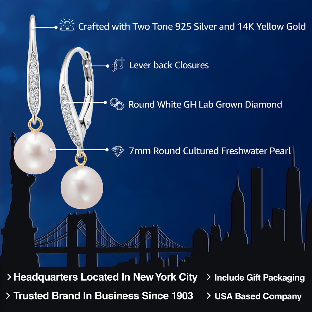 Earrings in 925 Sterling Silver and 14K Yellow Gold
