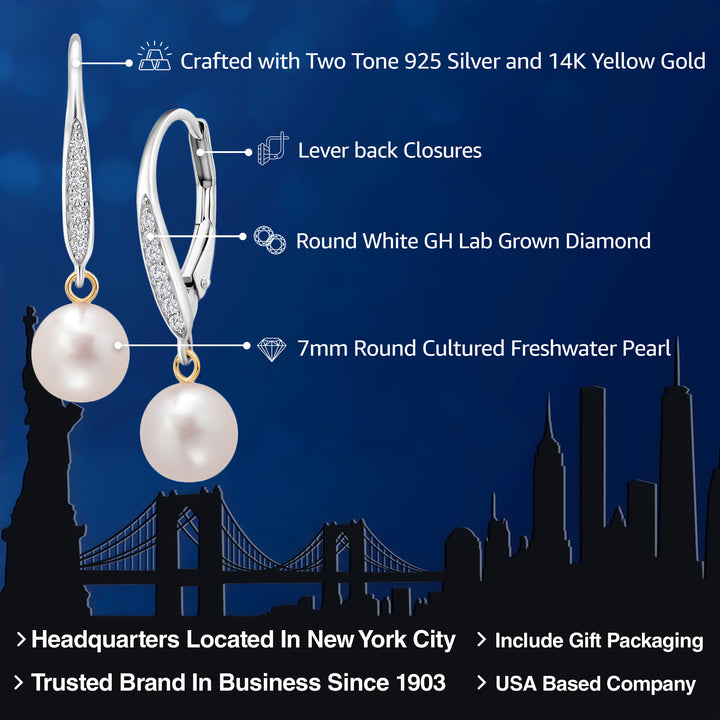 Earrings in 925 Sterling Silver and 14K Yellow Gold