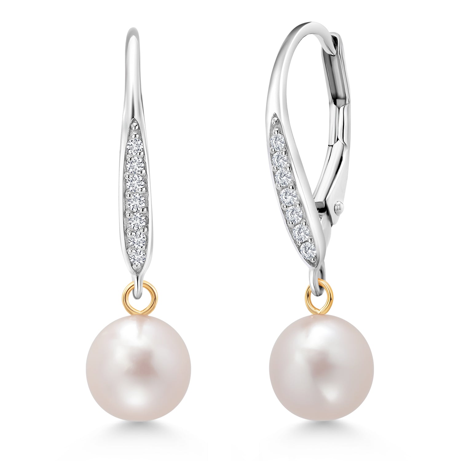 Earrings in 925 Sterling Silver and 14K Yellow Gold
