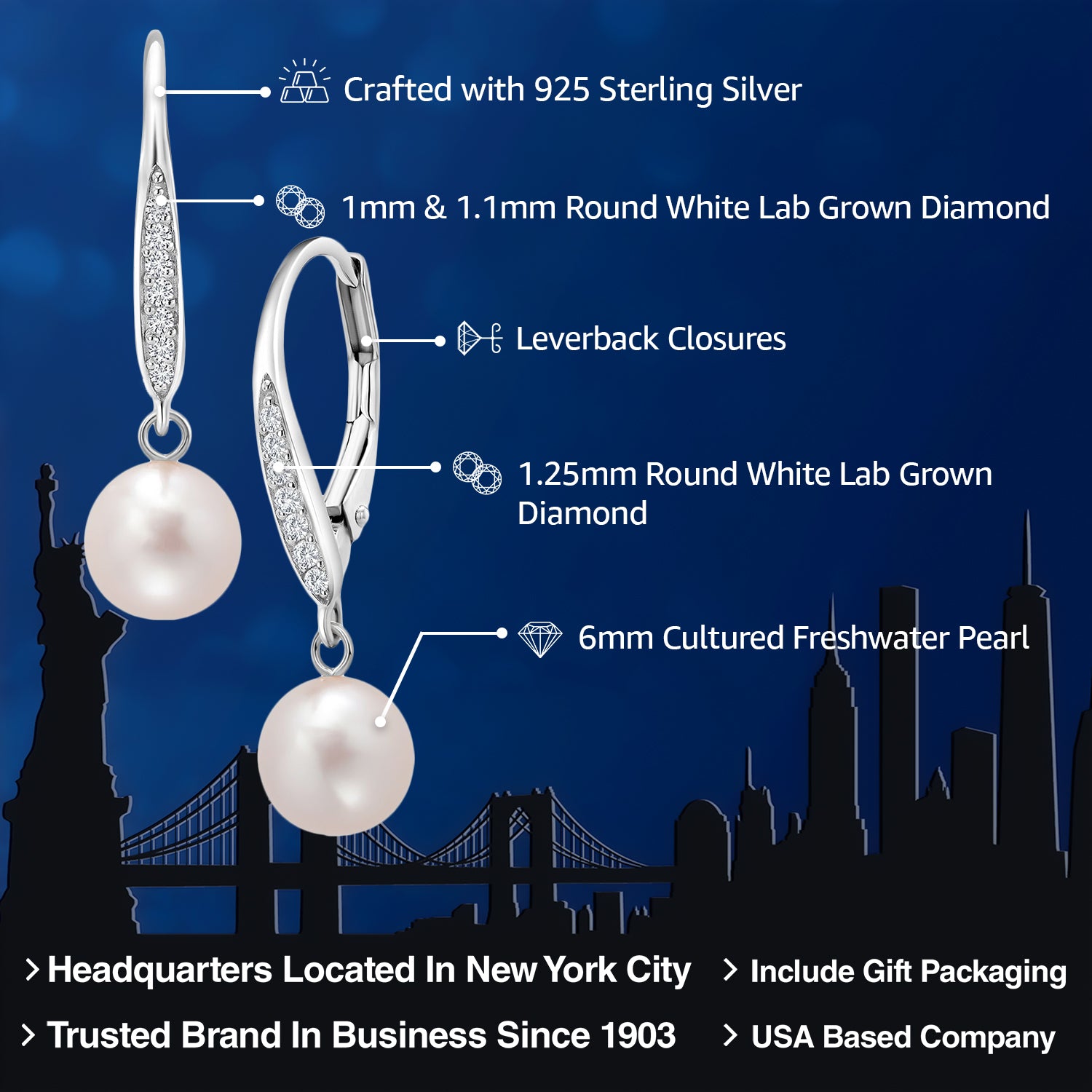 Earrings in 925 Sterling Silver