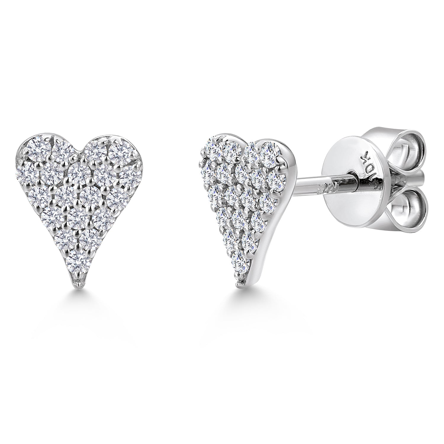 10K White Gold Lab Grown Diamond Heart Shape Stud Earrings | 0.20 Cttw | E-F Color | VVS-VS Clarity | Gold Earrings for Women