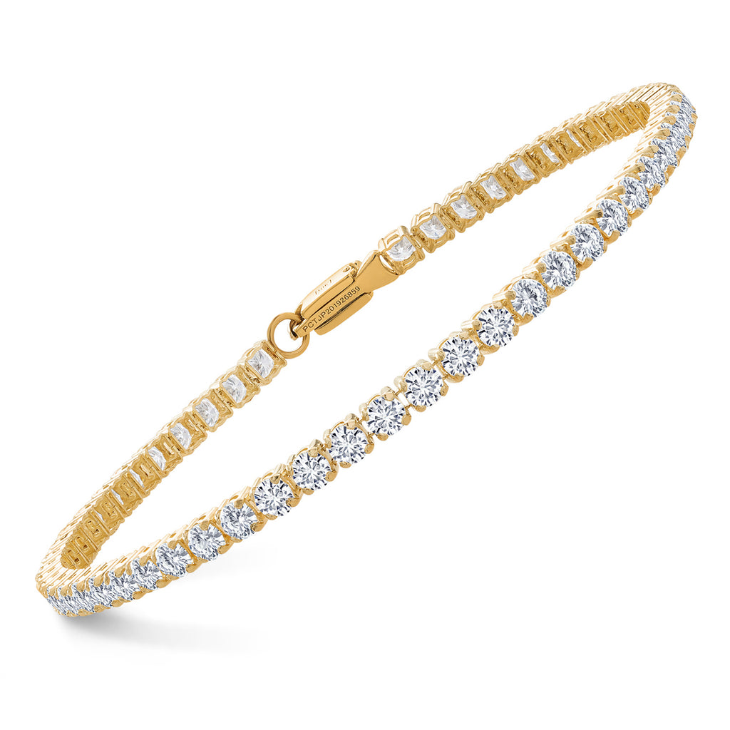 14K Yellow Gold_7 Inches_1.50 Cttw 14K Yellow or White Gold Round White Lab Grown Diamond Tennis Bracelet | E-F Color | VS1-VS2 Clarity | Gold Bracelet For Women | Available in 6.5, 7, 7.5 Inches