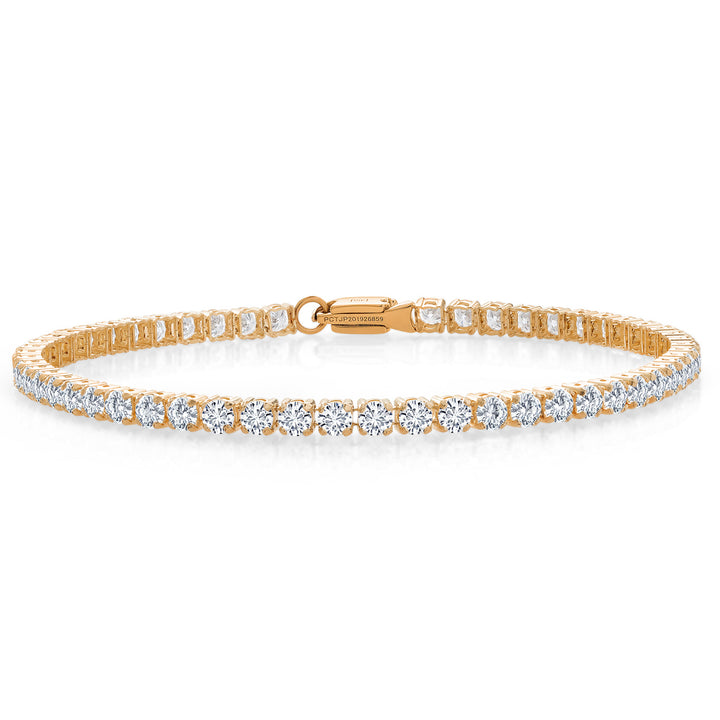 4.00 Cttw Solid 10K Yellow Gold Round White Moissanite Tennis Bracelet | Gold Bracelet For Women | Available in 6.5, 7, 7.5 Inches