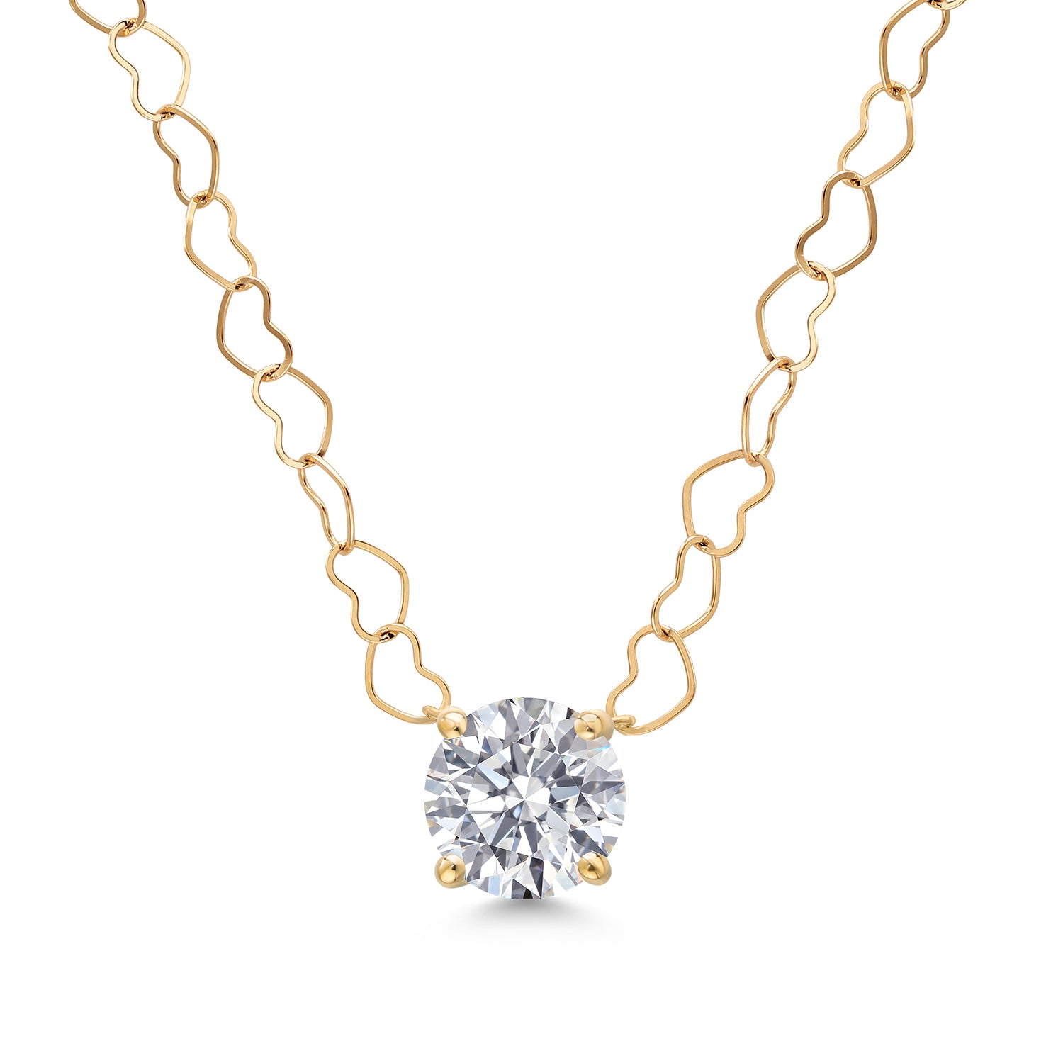 1.50 Cttw 14K Yellow Gold IGI Certified Lab Grown Diamond Pendant Necklace | F-G Color | VS1 Clarity | With 18 Inch 14K Gold Heart Link Chain