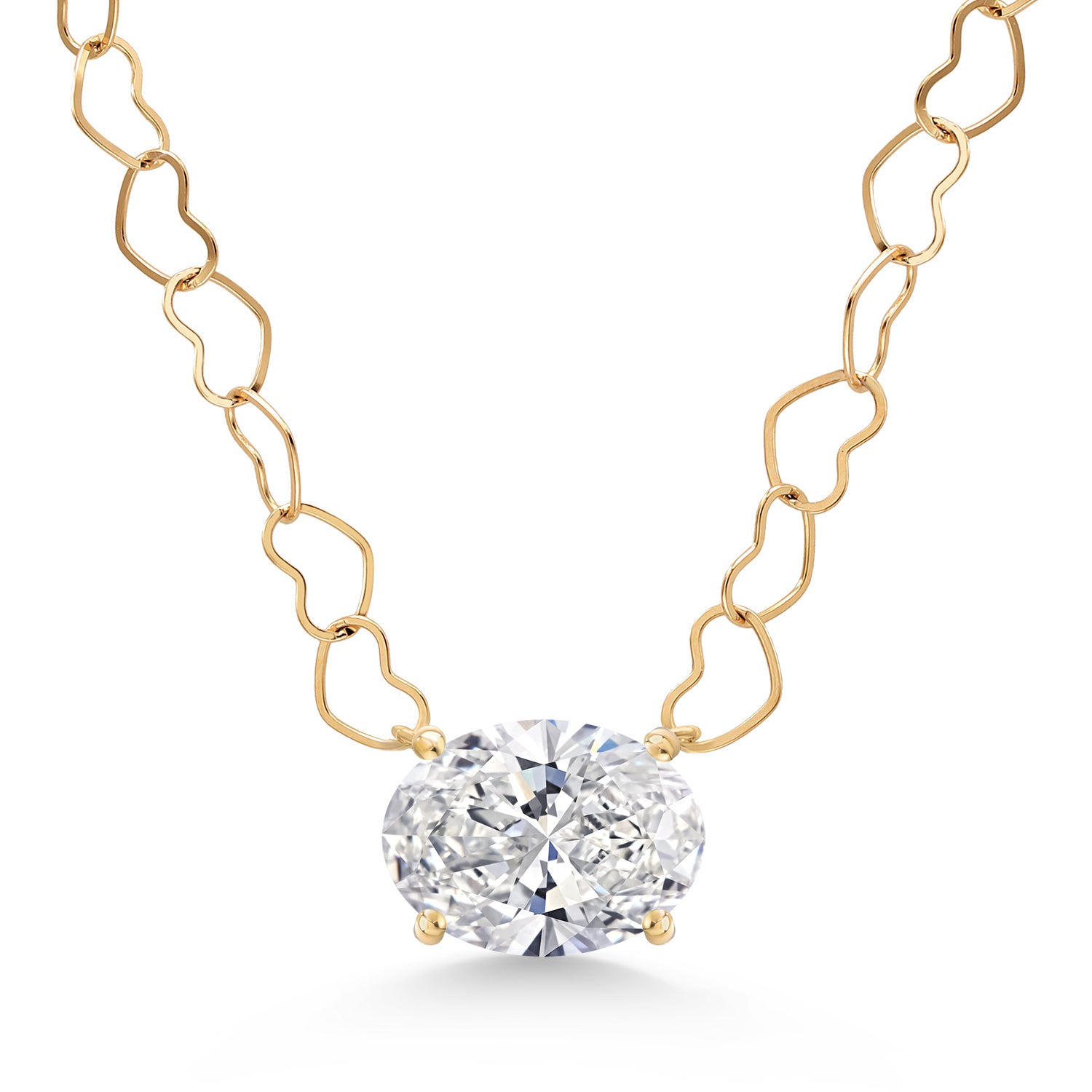 1.50 Cttw Oval Cut 14K Yellow Gold IGI Certified Lab Grown Diamond Pendant Necklace | F-G Color | VS1 Clarity | Gold Necklace For Women | 18 Inch Heart Link 14K Gold Chain