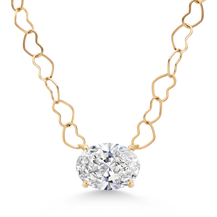 1.50 Cttw Oval Cut 14K Yellow Gold IGI Certified Lab Grown Diamond Pendant Necklace | F-G Color | VS1 Clarity | Gold Necklace For Women | 18 Inch Heart Link 14K Gold Chain