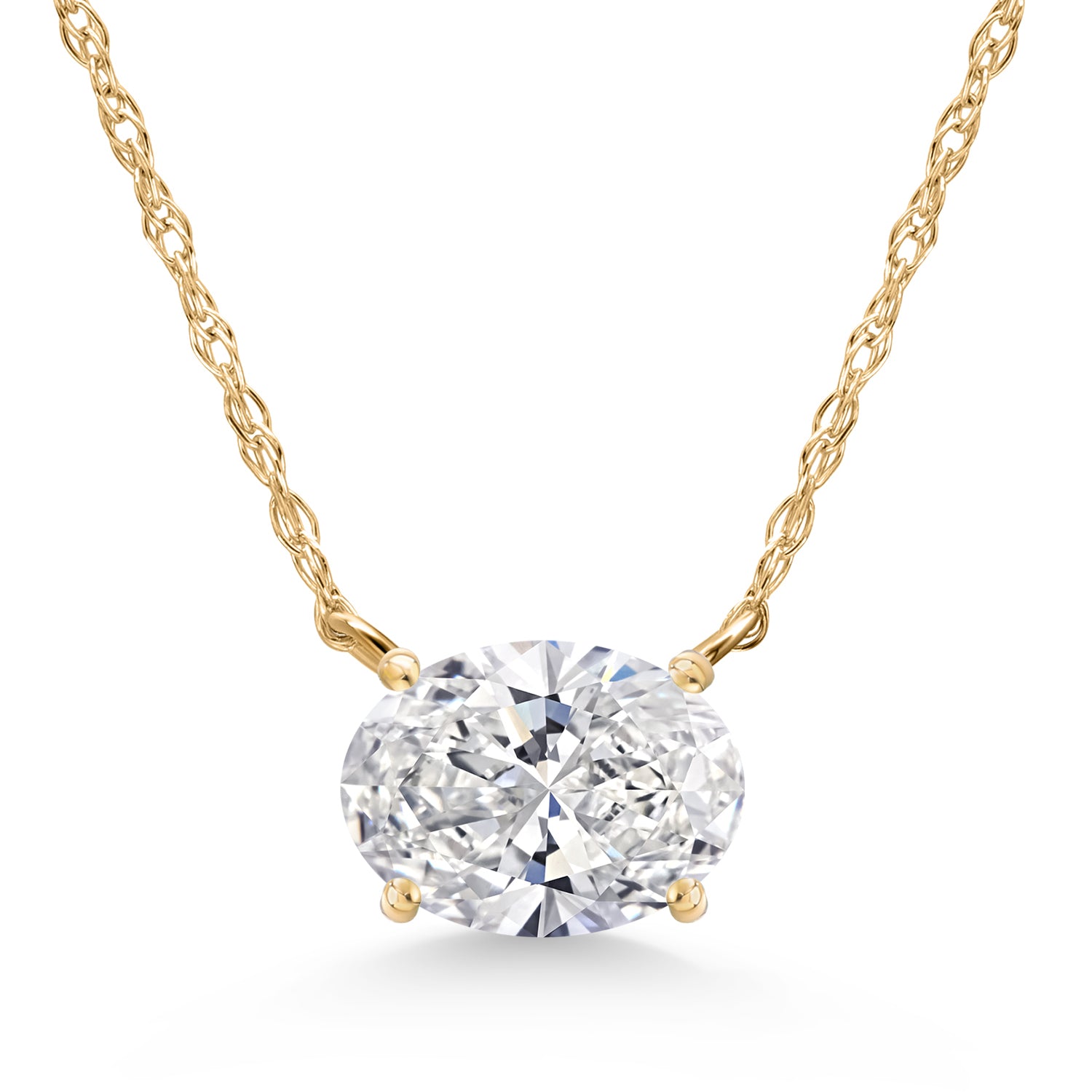 1.50 Cttw Oval Cut 14K Yellow Gold IGI Certified Lab Grown Diamond Pendant Necklace | F-G Color | VS1 Clarity | Gold Necklace For Women | 18 Inch Chain