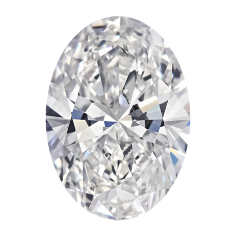 Oval-shaped diamond on a white background